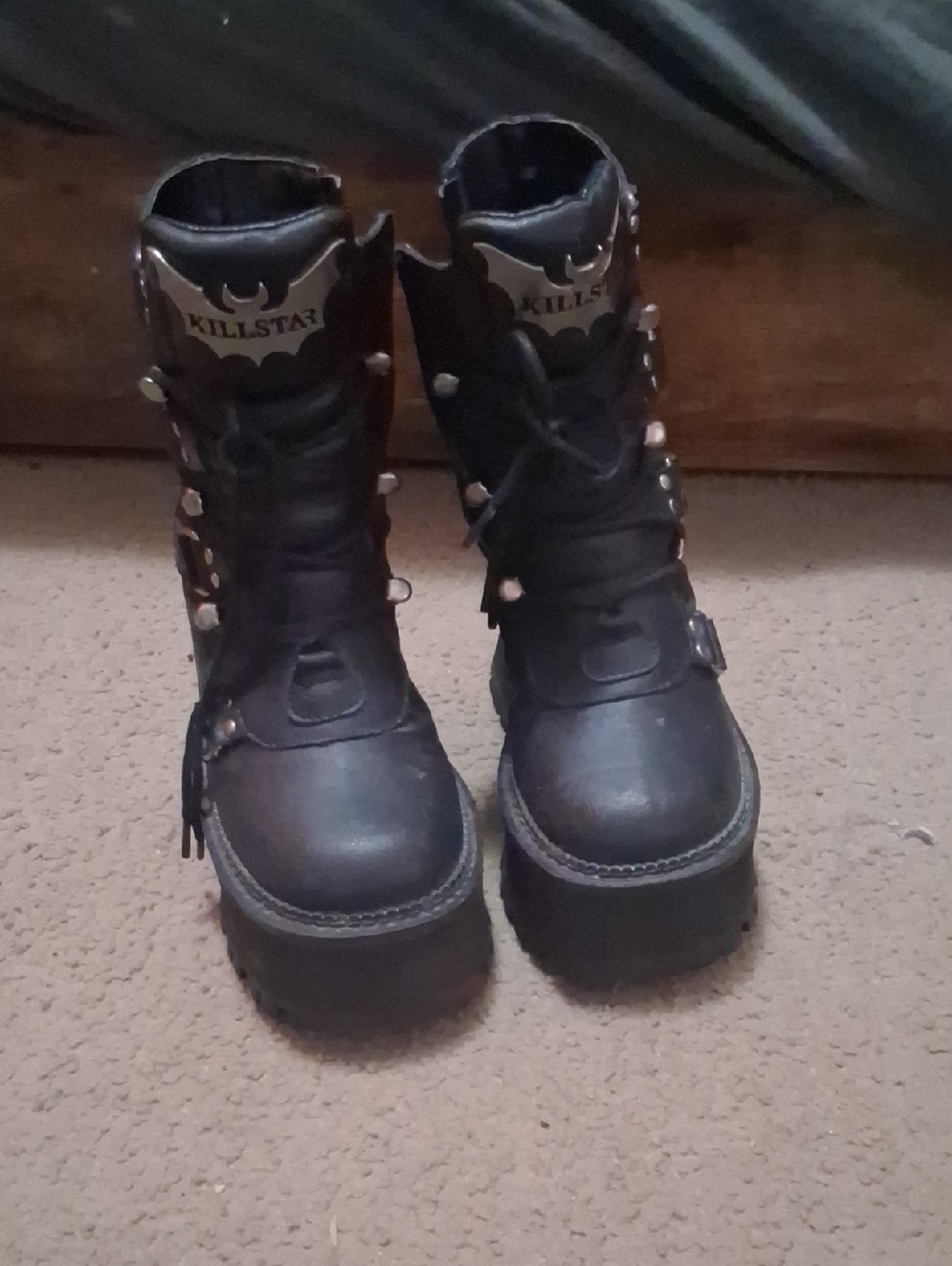 Killstar Black Lace-Up Platform Gothic Combat Boots